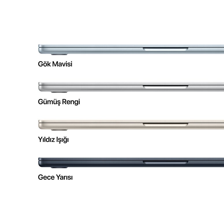 Apple MacBook Air 13' M4 Çip 10 Çekirdekli CPU 8 Çekirdekli GPU 16GB Bellek 256GB SSD Gece Yarısı MW123TU/A