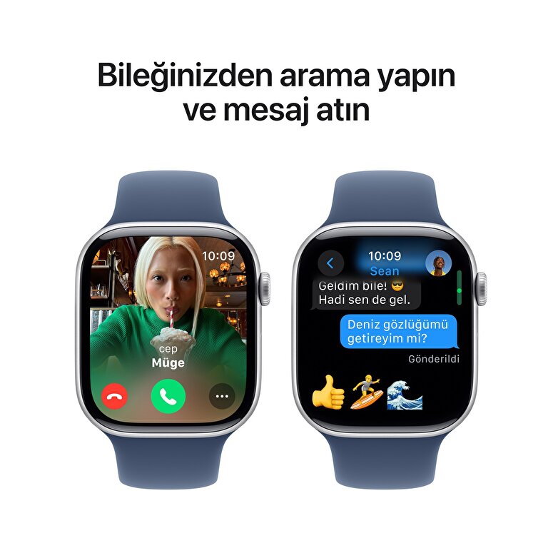 Apple Watch Series 10 GPS 42mm Gümüş Rengi Alüminyum Kasa  Kot Rengi Spor Kordon - M/L  MWWC3TU/A