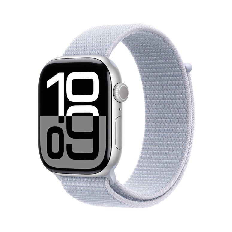 Apple Watch Series 10 GPS 46mm Gümüş Rengi Alüminyum Kasa  Bulut Mavisi Spor Loop  MWWN3TU/A