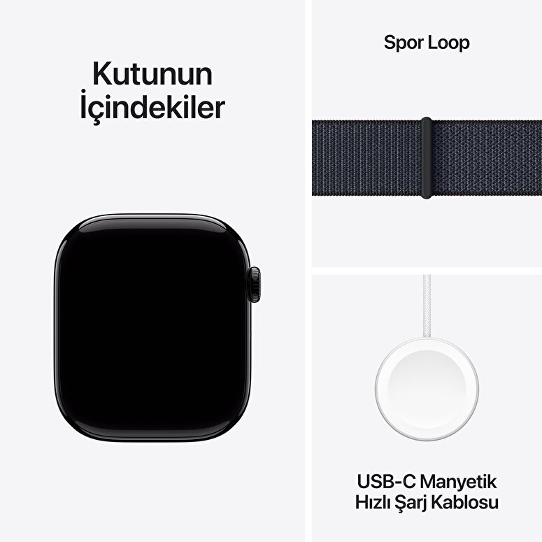 Apple Watch Series 10 GPS 46mm Simsiyah Alüminyum Kasa  Mürekkep Moru Spor Loop  MWWR3TU/A