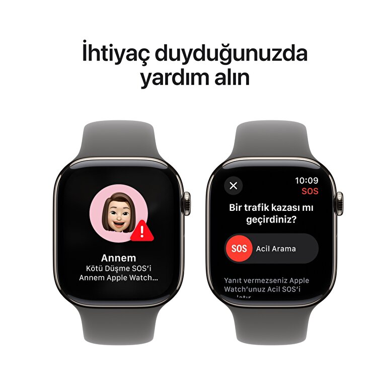 Apple Watch Series 10 GPS + Cellular 42mm Natürel Titanyum Kasa  Taş Grisi Spor Kordon - S/M  MWXD3TU/A