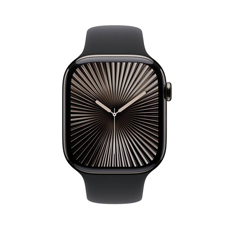 Apple Watch Series 10 GPS + Cellular 46mm Arduvaz Titanyum Kasa  Siyah Spor Kordon - M/L  MWYE3TU/A