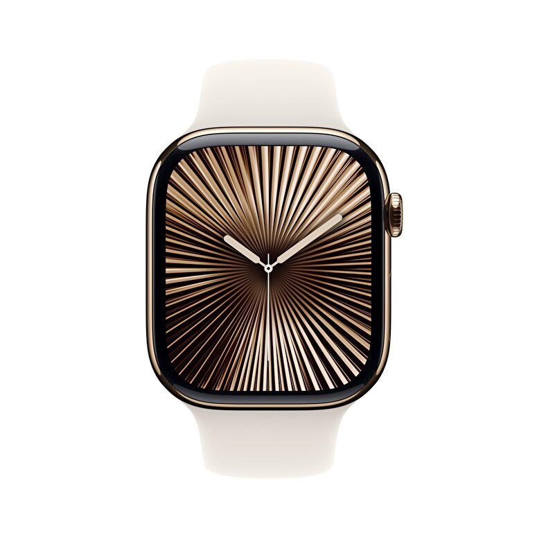 Apple Watch Series 10 GPS + Cellular 46mm Altın Rengi Titanyum Kasa  Yıldız Işığı Spor Kordon - M/L  MWYY3TU/A