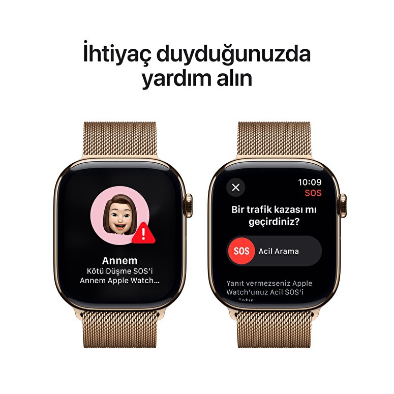 Apple Watch Series 10 GPS + Cellular 42mm Altın Rengi Titanyum Kasa  Altın Rengi Milano Loop  MX083TU/A