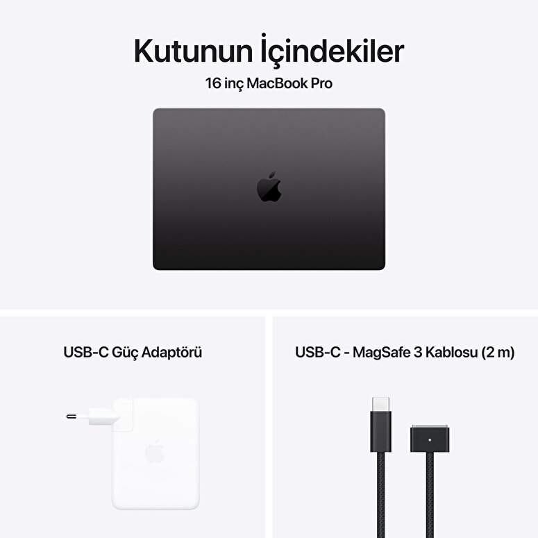 MacBook Pro 16 inç M4 Pro Çip 14CPU 20GPU 24GB Bellek 512GB SSD Uzay Siyahı MX2X3TU/A