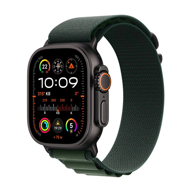 Apple Watch Ultra 2 GPS Cellular 49mm Siyah Titanyum Kasa Koyu Ye il Alpine Loop Kucuk Boy