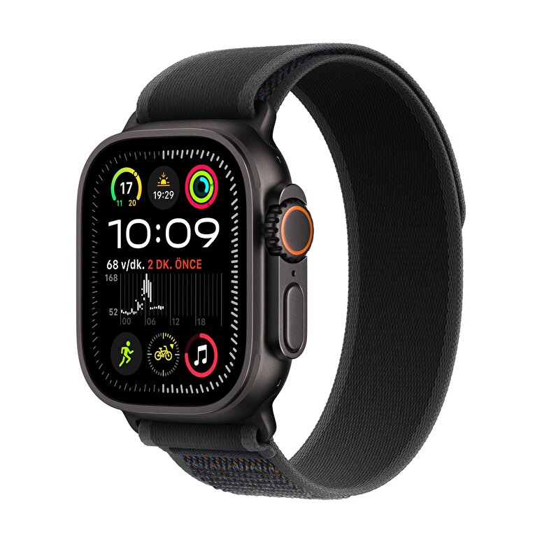 Apple Watch Ultra 2 GPS Cellular 49mm Siyah Titanyum Kasa Siyah Trail Loop S M Troy Estore