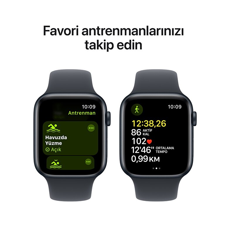 Apple Watch SE GPS 44mm Gece Yarısı Alüminyum Kasa  Gece Yarısı Spor Kordon - S/M  MXEJ3TU/A