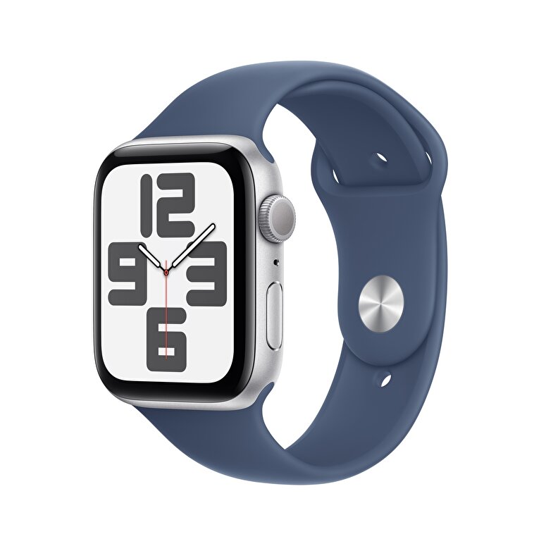 Apple Watch SE GPS 44mm Gümüş Rengi Alüminyum Kasa  Kot Rengi Spor Kordon - S/M  MXEQ3TU/A