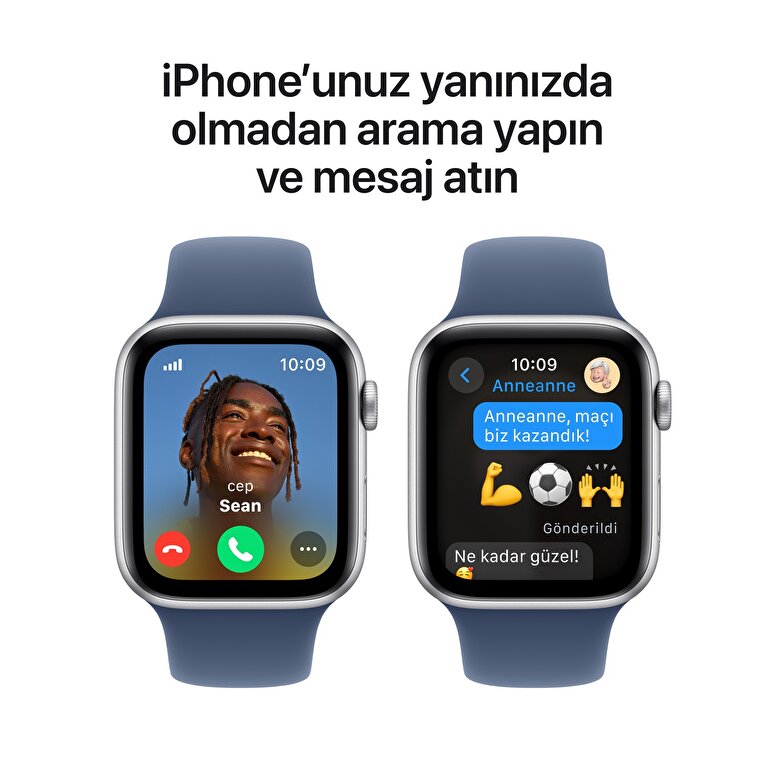 Apple Watch SE GPS + Cellular 40mm Gümüş Rengi Alüminyum Kasa  Kot Rengi Spor Kordon - S/M  MXGF3TU/A