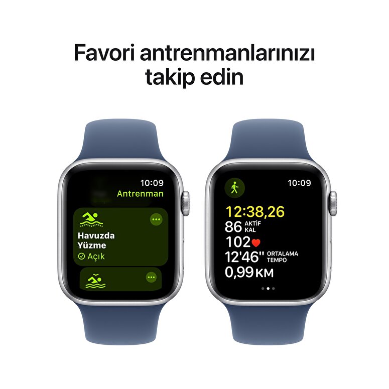 Apple Watch SE GPS + Cellular 40mm Gümüş Rengi Alüminyum Kasa  Kot Rengi Spor Kordon - S/M  MXGF3TU/A