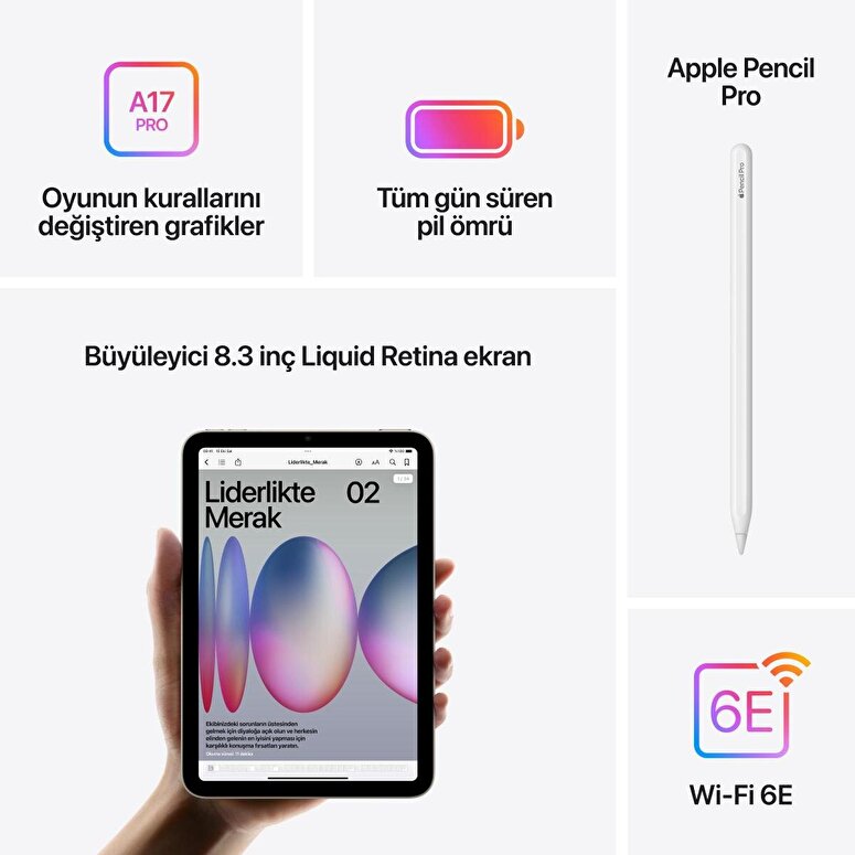 Apple iPad Mini 256GB 8.3 inç  Wi-Fi Mor  MXNE3TU/A