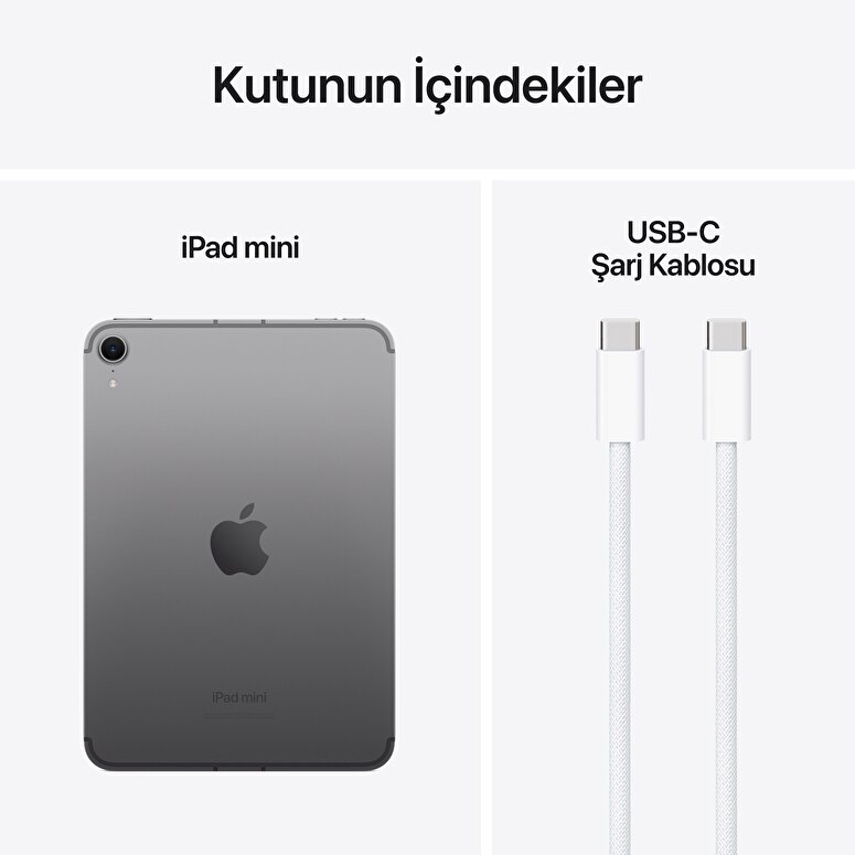 Apple iPad Mini 128GB 8.3" Wi-Fi + Cellular Uzay Grisi  MXPN3TU/A