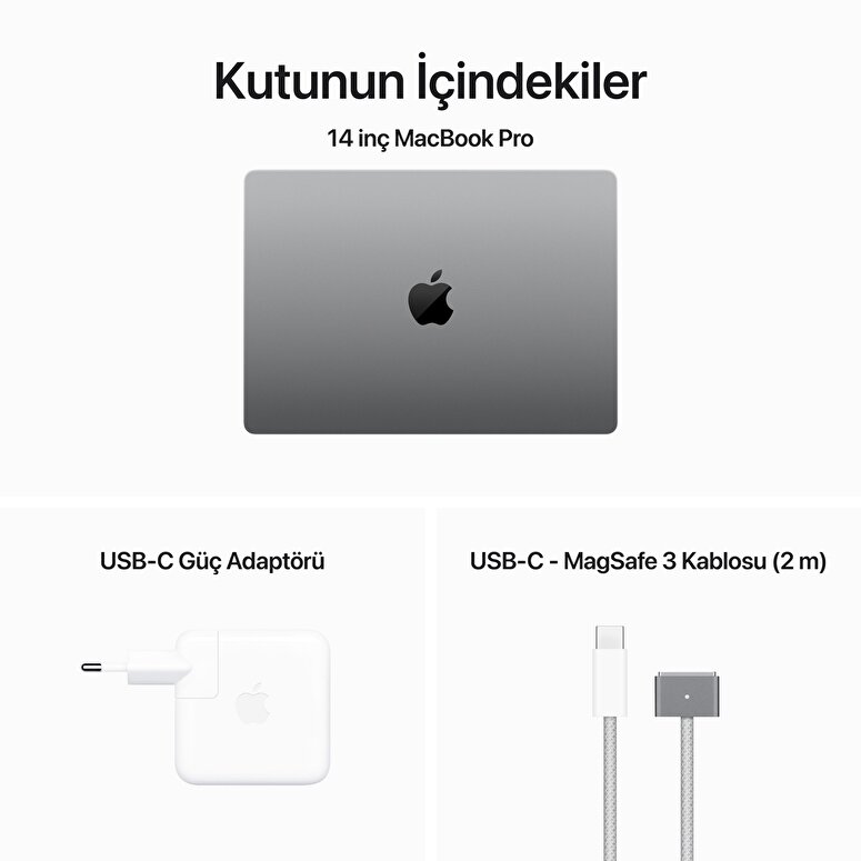 MacBook Pro 14 inç M3 Çip 8CPU 10GPU 24 GB Bellek 1 TB SSD Uzay Grisi  Z1C9000VM