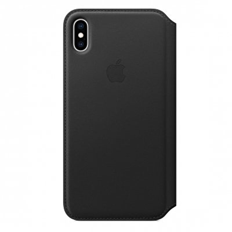 Apple iPhone XS Max için Deri Folyo Kılıf - Siyah