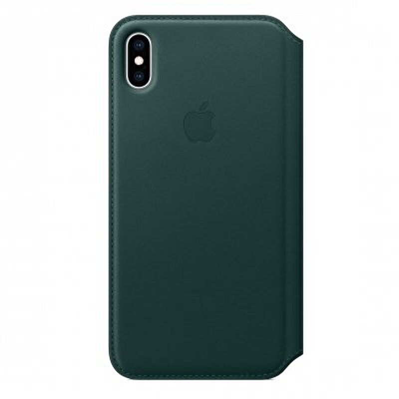 Apple iPhone XS Max için Deri Folyo Kılıf - Orman Yeşili