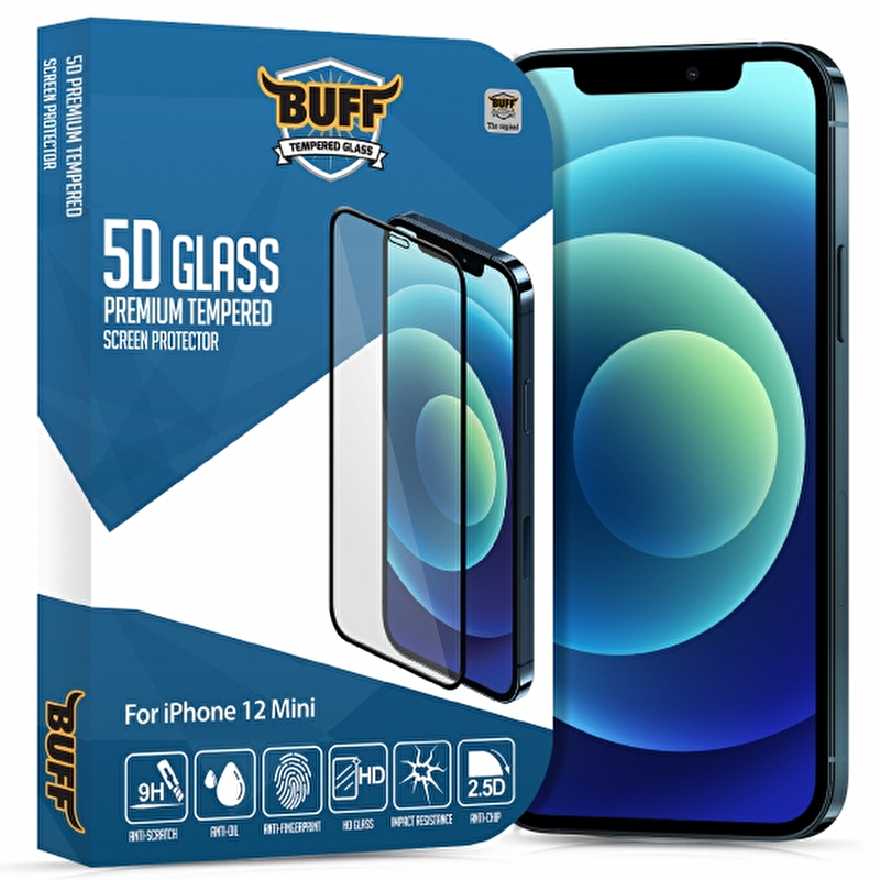 Buff iPhone 12 Mini 5D Glass Ekran Koruyucu 6959633411445