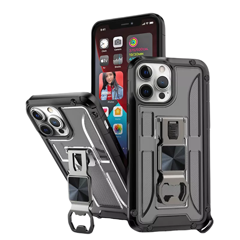 Piili iPhone 13 Pro Max Army Shield Kılıf - Siyah 6944629135474