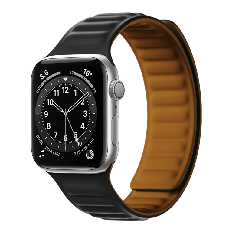 Piili Apple Watch 42-44-45-49 mm Silikon Kayış Siy 6944629154550