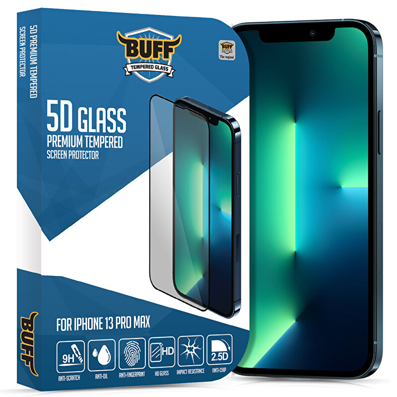 Buff iPhone 13 Pro Max 5D Cam Ekran Koruyucu 