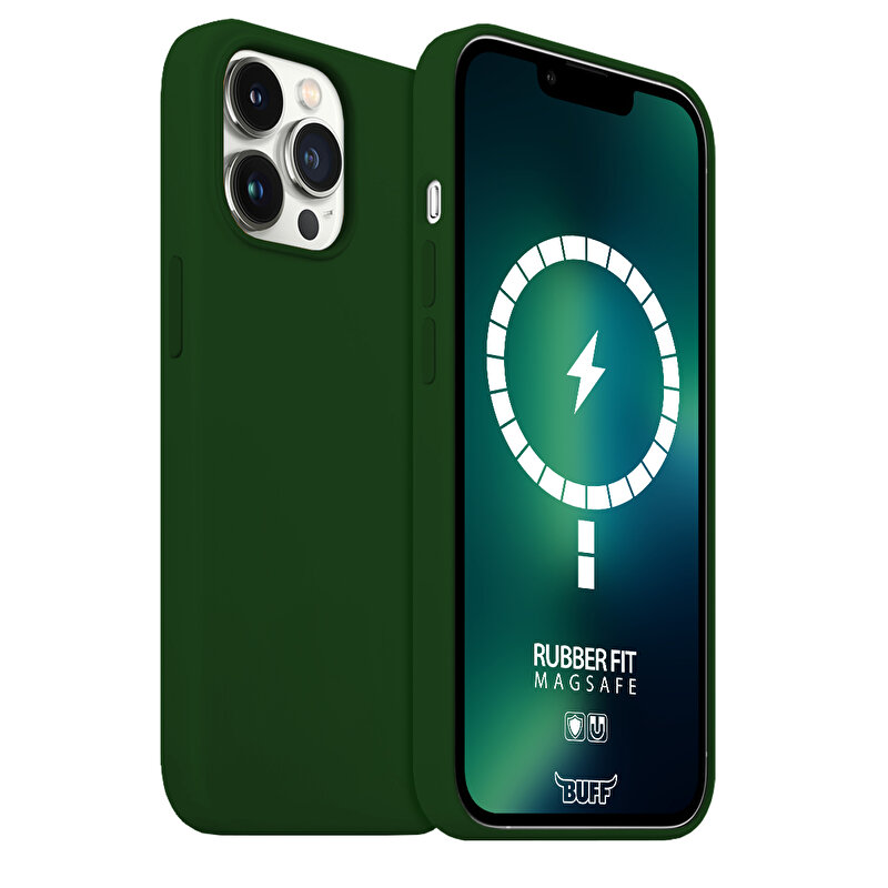 Buff iPhone 13 Pro Max MagSafe Rubber Kılıf-Yeşil