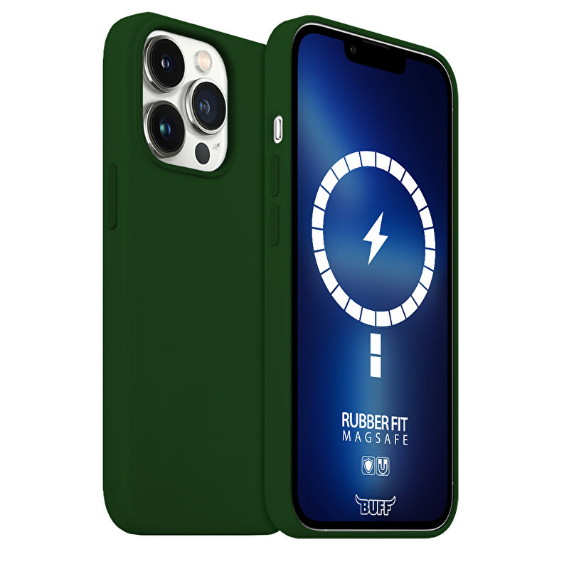 Buff iPhone 13 Pro MagSafe Rubber Fit Kılıf-Yeşil