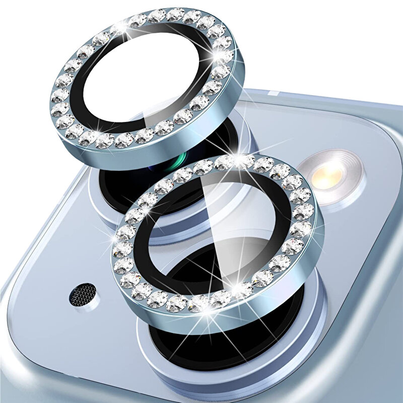 Buff iPhone 14/Plus Diamond Lens Koruyucu-Mavi 8683548216014