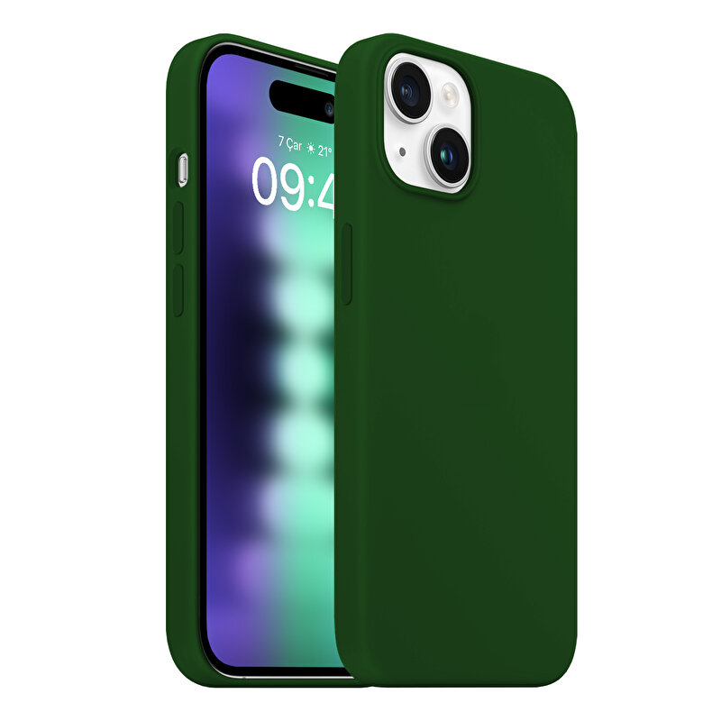 Buff iPhone 15 Plus Rubber Fit Kılıf Dark Green 8683548218681