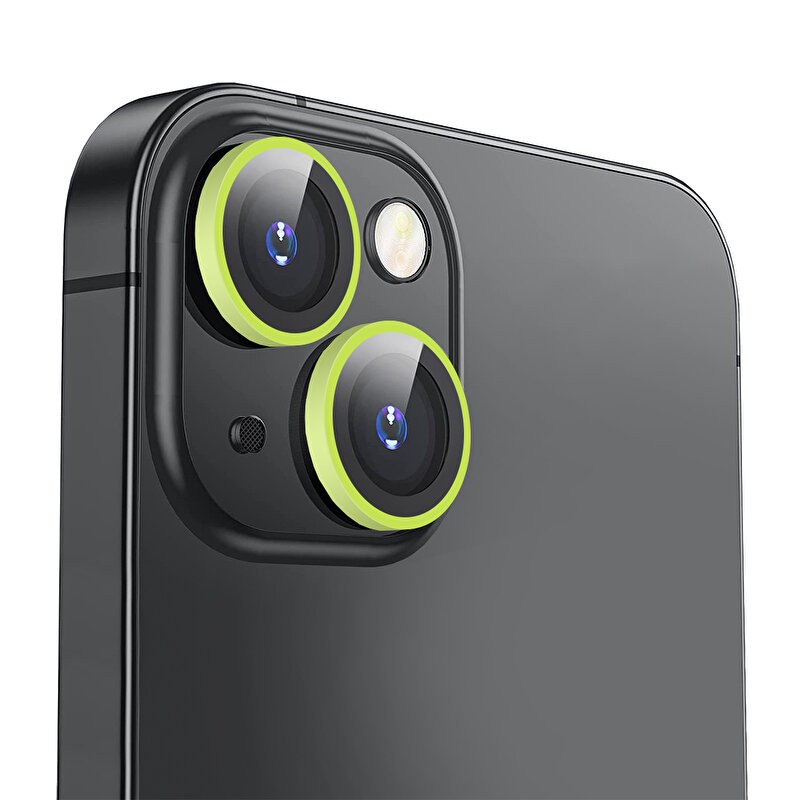 Buff iPhone 14/Plus Neon Metal Lens Koruyucu-Yeşil 8683548219329