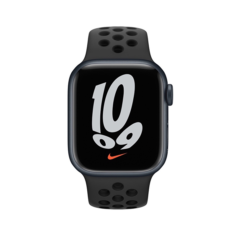 Apple Watch Nike Series 7 GPS, 41mm Gece Yarısı Alüminyum Kasa ve Antrasit/Siyah Nike Spor Kordon -  MKN43TU/A