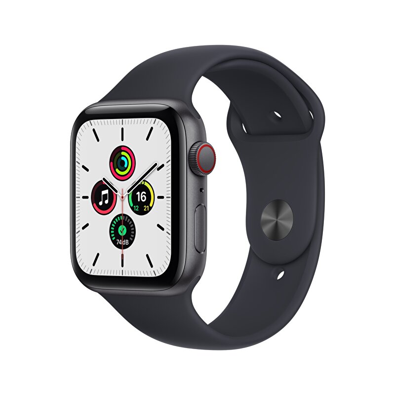 Apple Watch SE GPS + Cellular, 44mm Uzay Grisi Alüminyum Kasa ve Gece Yarısı Spor Kordon - MKT33TU/A