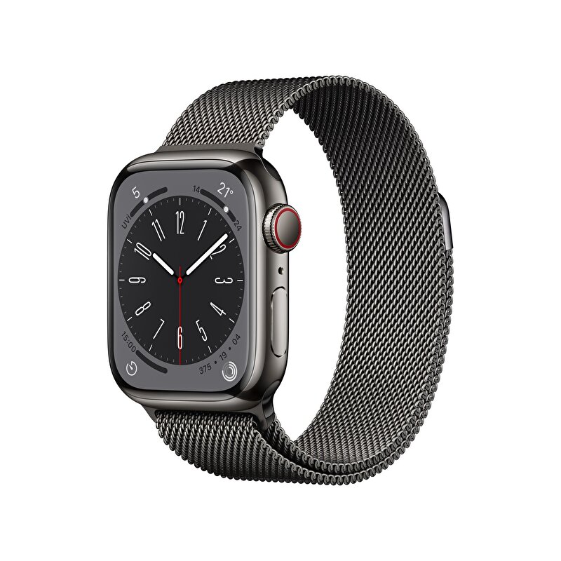 Apple Watch Series 8 GPS + Cellular 41mm Grafit Paslanmaz Çelik Kasa Grafit Milano KordonMNJM3TU/A MNJM3TU/A