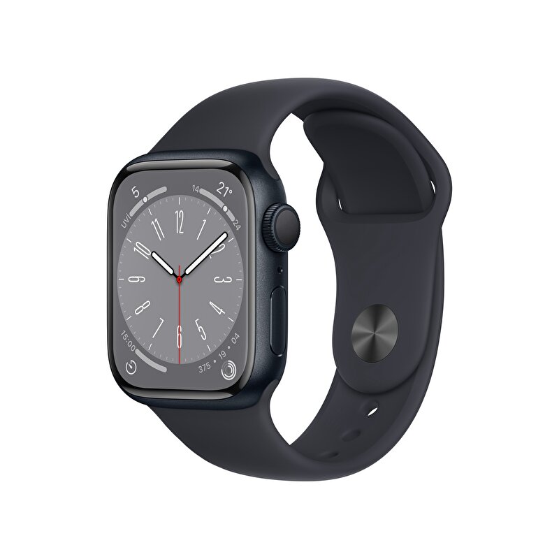 Apple Watch Series 8 GPS 41mm Gece Yarısı Alüminyum Kasa Gece Yarısı Spor Kordon - MNP53TU/A MNP53TU/A
