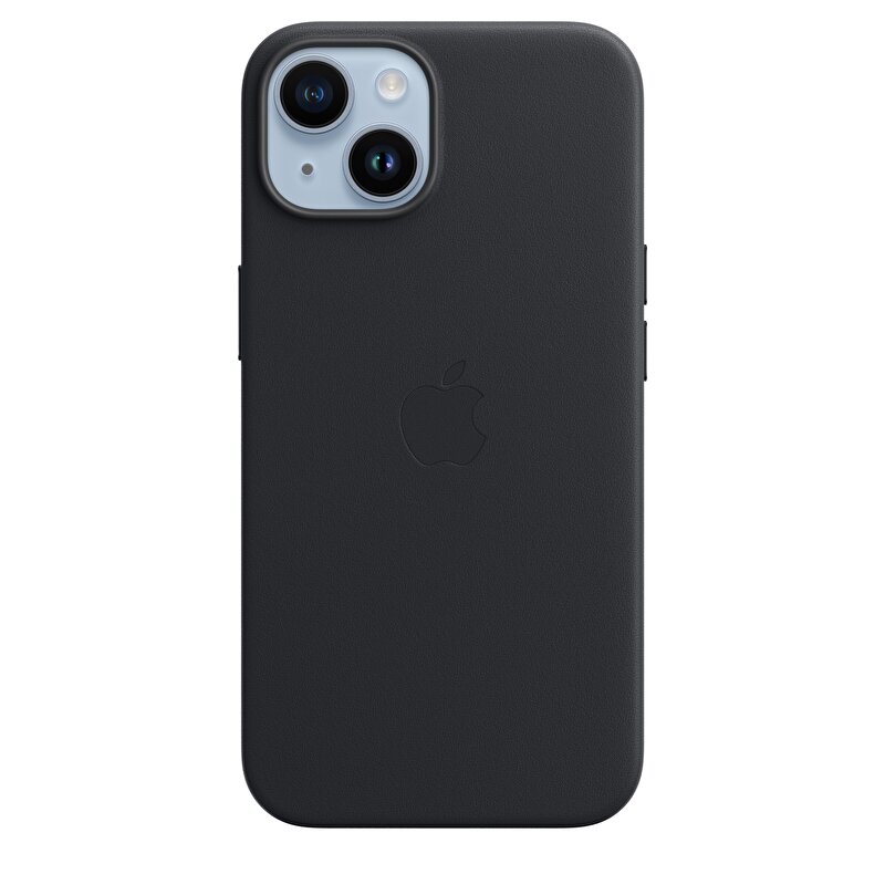 iPhone 14 için MagSafe özellikli Deri Kılıf - Gece Yarısı