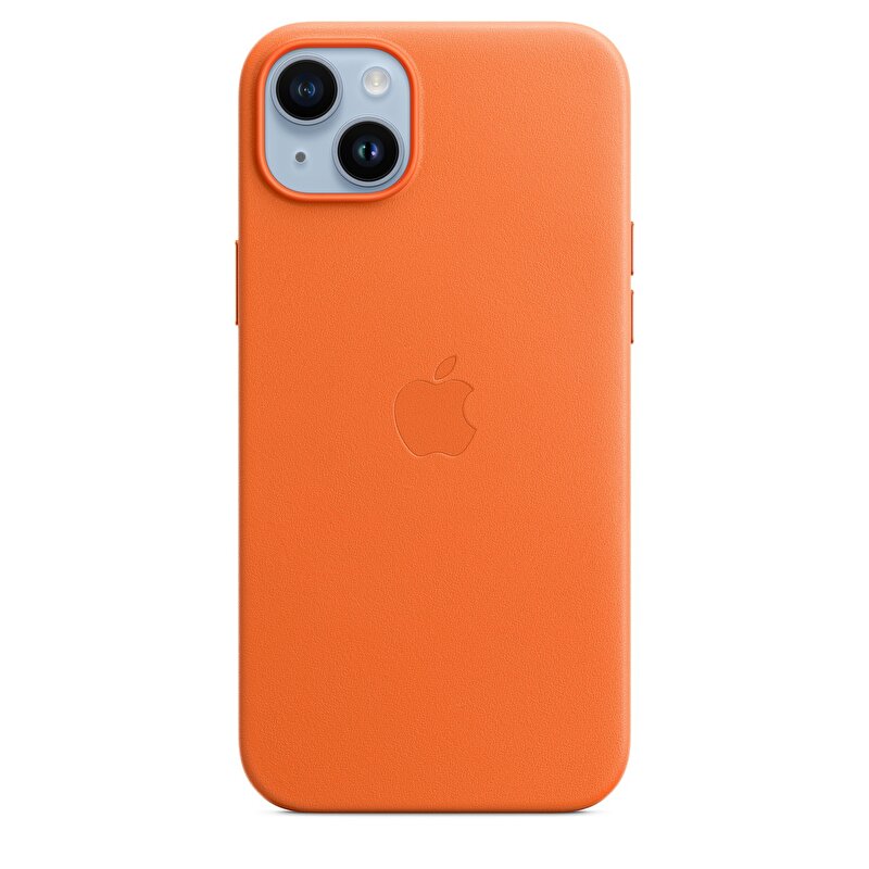 iPhone 14 Plus için MagSafe özellikli Deri Kılıf - Turuncu