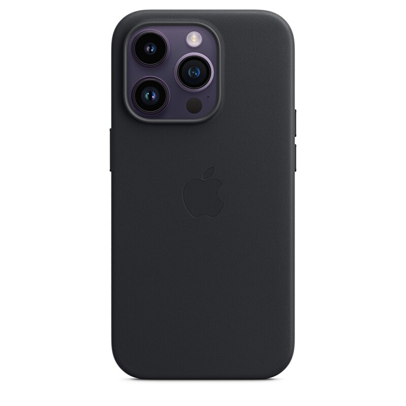 iPhone 14 Pro için MagSafe özellikli Deri Kılıf - Gece Yarısı
