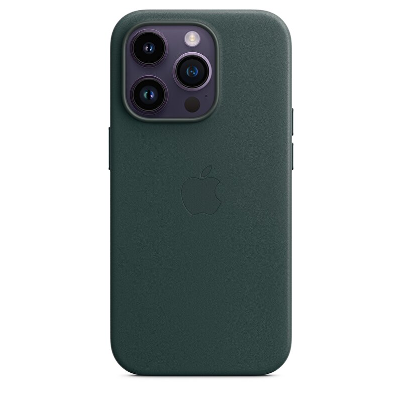 iPhone 14 Pro için MagSafe özellikli Deri Kılıf - Orman Yeşili