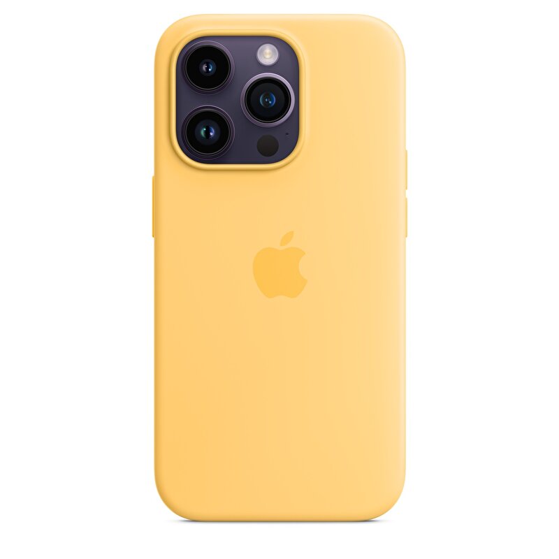 iPhone 14 Pro için MagSafe özellikli Silikon Kılıf - Sıcak Sarı