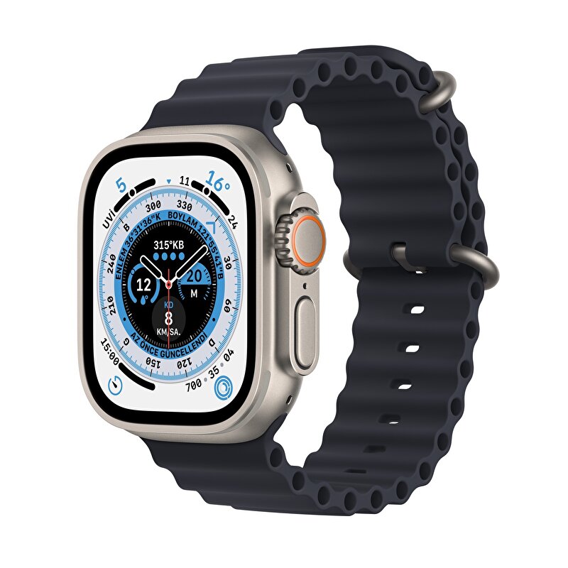 Apple Watch Ultra GPS + Cellular 49mm Titanyum Kasa ve Gece Yarısı Ocean Kordon MQFK3TU/A