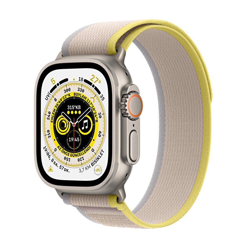 Apple Watch Ultra GPS + Cellular 49mm Titanyum Kasa ve Sarı/Bej Trail Loop - M/L MQFU3TU/A