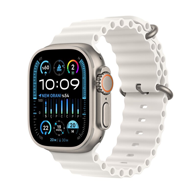 Apple Watch Ultra 2 GPS + Cellular, 49mm Titanyum Kasa ve Beyaz Ocean Kordon - MREJ3TU/A MREJ3TU/A