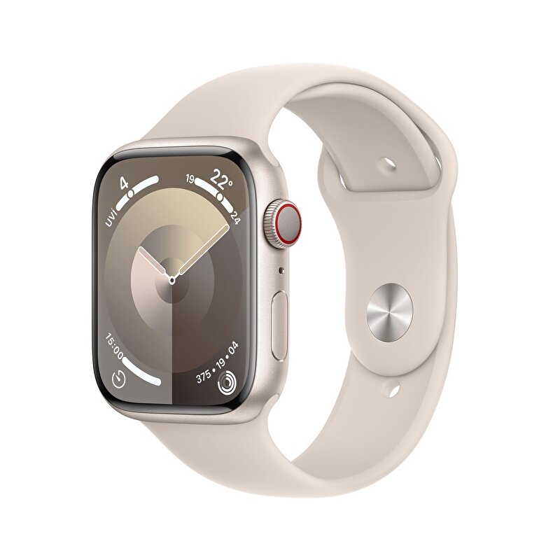 Apple Watch Series 9 GPS + Cellular 45mm Yıldız Işığı Alüminyum Kasa ve Yıldız Işığı Spor Kordon - S/M - MRM83TU/A MRM83TU/A