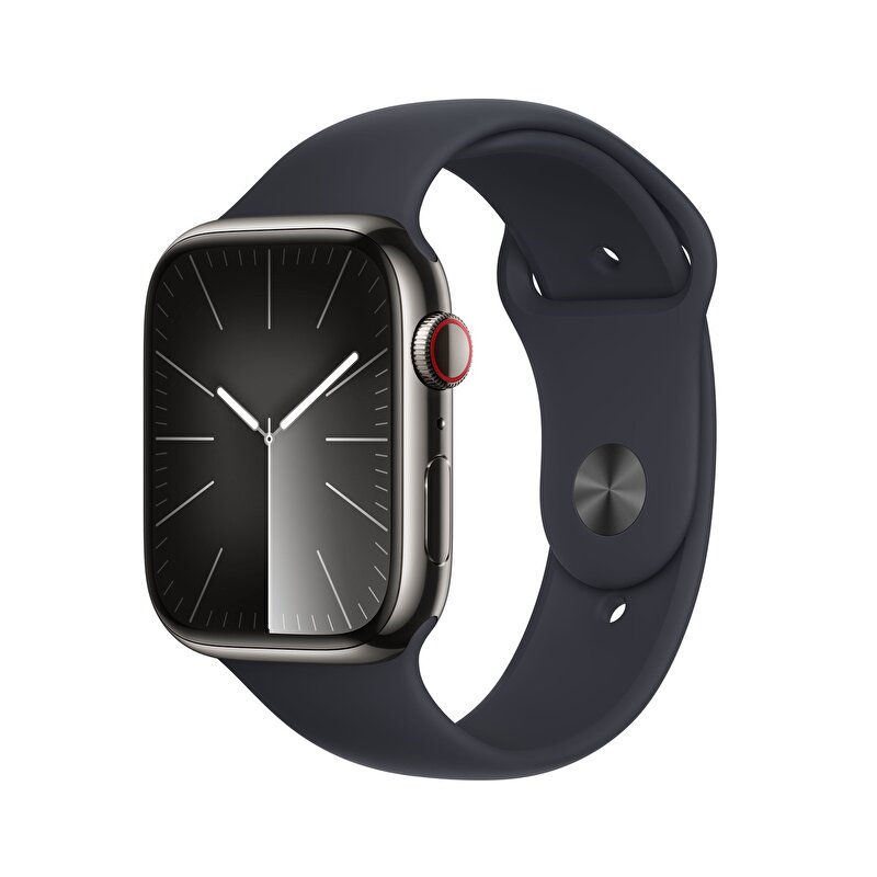 Apple Watch Series 9 GPS + Cellular 45mm Grafit Paslanmaz Çelik Kasa ve Gece Yarısı Spor Kordon - M/L - MRMW3TU/A MRMW3TU/A